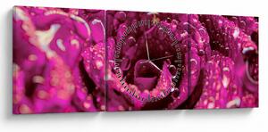 Tabloul cu floarea trandafirului roz (cu ceas) (90x30 cm)