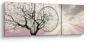 Tabloul copacului roz (cu ceas) (90x30 cm)