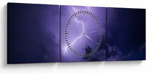 Tablou - cerul violet cu fulger (cu ceas) (90x30 cm)