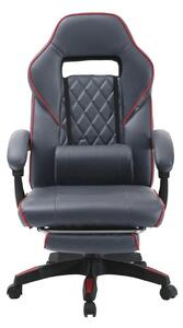 Scaun gaming RIKU, gri/negru, piele ecologica, 71x64x112/122 cm