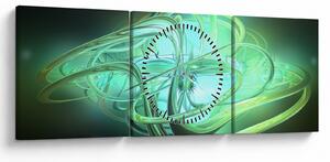 Tabloul cu abstracție verde (cu ceas) (90x30 cm)