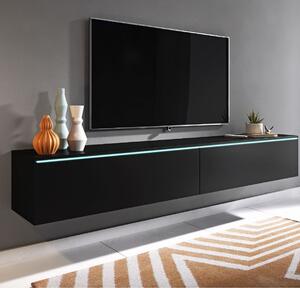 Comodă TV suspendată/independentă Lowboard, negru grafit (180 cm)