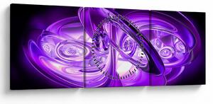 Tabloul fractalilor în violet (cu ceas) (90x30 cm)