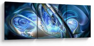 Tabloul fractalilor în albastru (cu ceas) (90x30 cm)