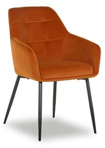 Scaun UGO NEW, caramiziu/negru, stofa catifelata/metal, 58x62x85 cm