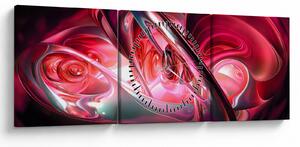 Tabloul fractalilor în roșu (cu ceas) (90x30 cm)