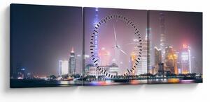 Tabloul Shangai nocturn (cu ceas) (90x30 cm)