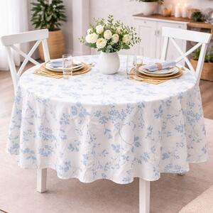 Fata de masa teflonata, rotunda, diametru 140cm, Floricele albastre