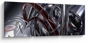 Tabloul cu abstracție în gri (cu ceas) (90x30 cm)