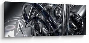 Tabloul cu abstracție gri cu albastru (cu ceas) (90x30 cm)