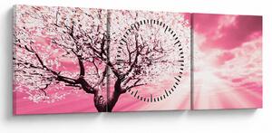Tabloul cu pomul roz (cu ceas) (90x30 cm)