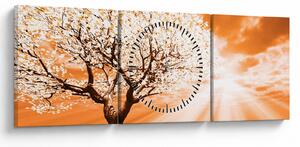 Tabloul cu pomul portocaliu (cu ceas) (90x30 cm)
