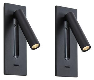 Set de 2 Aplice de Perete Moderne Negre Incl. LED - Plaza