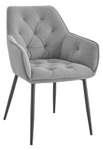 Scaun BEL NEW, gri deschis/negru, stofa catifelata/metal, 58x63x86 cm