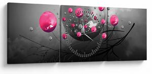 Tabloul cu bile abstracte roz (cu ceas) (90x30 cm)