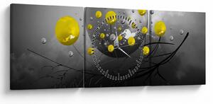 Tabloul - bile abstracte galbene (cu ceas) (90x30 cm)