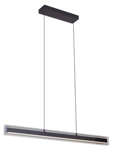 Lampă suspendată modernă neagră cu sticlă fumurie incl. LED Easylift - Catch