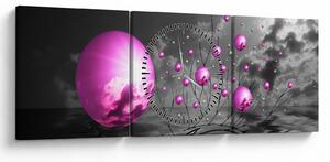 Tabloul bilelor roz (cu ceas) (90x30 cm)