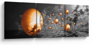 Tabloul bilelor portocalii abstarcte (cu ceas) (90x30 cm)