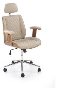 Scaun birou TIMBER, nuc/bej, piele ecologica/placaj indoit, 72x68x114/