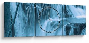 Tablou - cascadele închețate (cu ceas) (90x30 cm)