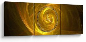 Tabloul cu spirala abstractă în galben (cu ceas) (90x30 cm)