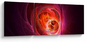 Tabloul modern cu abstracțiune roz (cu ceas) (90x30 cm)