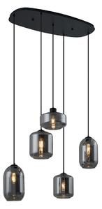 Lampă suspendată modernă neagră cu sticlă fumurie cu 5 lumini - Sheena