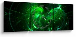 Tablou - abstracție verde (cu ceas) (90x30 cm)