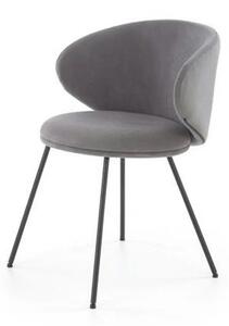 Scaun K587, gri - Mavel 14, stofa catifelata/otel, 60x58x77 cm
