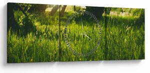 Tablou cu natura - lunca (cu ceas) (90x30 cm)