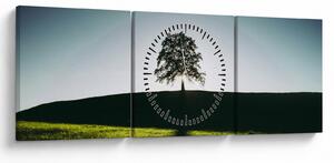 Tablou cu natura - copac (cu ceas) (90x30 cm)
