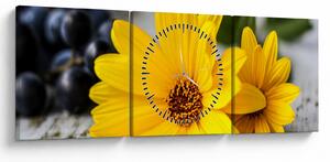 Tablou cu flori galbene (cu ceas) (90x30 cm)