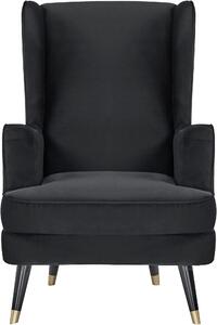 Fotoliu Ziller catifea neagra 70/105/91 cm