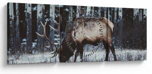 Tablou - cerbul iarna (cu ceas) (90x30 cm)