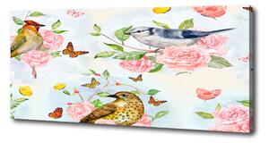Tablou pe pânză canvas Păsări și trandafiri