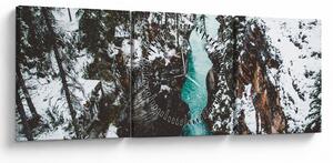 Tablou - râul de munte iarna (cu ceas) (90x30 cm)