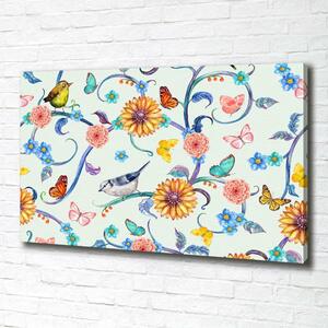 Print pe canvas Flori și păsări