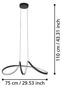 Lustră LED RGBW dimabilă pe cablu Eglo 901159 CALAROSSA-Z LED/22W/230V negru