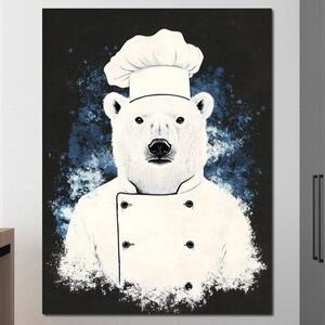 Tablou Canvas Premium, LuxCanva® M1008, Bucatarul Nordului, Bucatar, Alb, Animal, Urs, Retete, Culinar, Gastronomie, Bucatarie, Birou, Living, Camera Copii