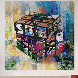 Tablou Canvas Premium LuxCanva® A1227, Monopoly Cube , Decorativ, Living, Cub Rubic, Joc, SUA, Camera Copil, Culori Vibrante