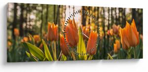 Tablou - florile lalelelor (cu ceas) (90x30 cm)