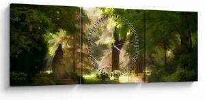 Tablou cu parc (cu ceas) (90x30 cm)
