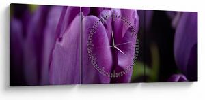 Tablou cu flori de lalele (cu ceas) (90x30 cm)