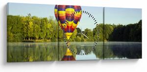 Tablou cu balon cu aer cald pe un lac (cu ceas) (90x30 cm)