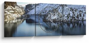 Tablou - peisaj de iarnă cu lac (cu ceas) (90x30 cm)