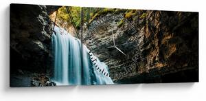Tablou cu cascada de pădure (cu ceas) (90x30 cm)