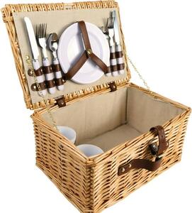 Coș de picnic Arôme pentru 4 persoane Natur, 40 x28 x 20 cm