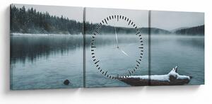 Tablou - lacul nordic înghețat (cu ceas) (90x30 cm)