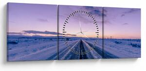 Tablou - autostrada iarna (cu ceas) (90x30 cm)